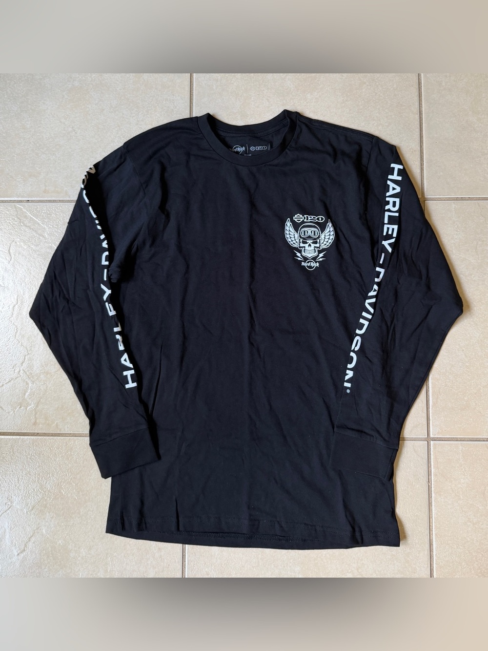 NWT Harley Davidson 120th Anniversary Hard Rock Cafe Skull Goggles LS Shirt M